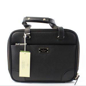 NWOT Kate Spade Bon Voyage Black Leather Topper and Matching Suitcase